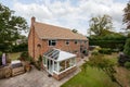 Elevated view of house and garden