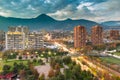 Elevated view of Las Condes district in Santiago de Chile and Manquehue Avenue