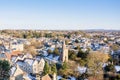 Elevated view looking across Georgian Bradford on Avon in the snow Wiltshire, UK Royalty Free Stock Photo