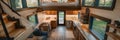 Elevated View of Modern Tiny House Interior, Rustic Style and Natural Light, High Angle Royalty Free Stock Photo