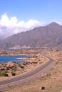 Elevated view of National Route 7 in the province of Mendoza, Argentina. Royalty Free Stock Photo