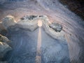 Elevated view of a natural arch at Monument Rocks Royalty Free Stock Photo