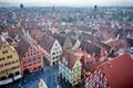 Elevated View of the Old Town Square in Rothenburg, Germany Royalty Free Stock Photo