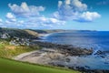 Elevated View of Portwrinkle, with views across Whitsand Bay towards Rame Head in Cornwall