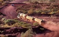 Elevated view of a roadtrain hauling fuel Royalty Free Stock Photo