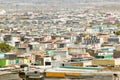 Elevated view of shanty towns or Squatter Camps, also known as bidonvilles, in Cape Town, South Africa Royalty Free Stock Photo