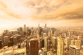 Aerial view of Chicago downtown at sunset Royalty Free Stock Photo