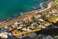 Elevated view of St James coastal town in False Bay, Cape Town Royalty Free Stock Photo