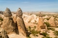 elevated view of stone formations in valley and mountains Cappadocia Royalty Free Stock Photo