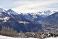 View of Susa Valley and snowy mountain peaks in Piedmont, Turin, Italy Royalty Free Stock Photo