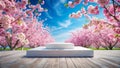 Elevated View Two-Tiered Platform in Cherry Blossom Grove Royalty Free Stock Photo