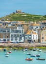 Elevated views of the popular seaside resort of St. Ives