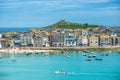 Elevated views of the popular seaside resort of St. Ives