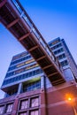 Elevated walkway and modern building in downtown Baltimore, Mary Royalty Free Stock Photo