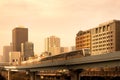 Elevated Yurikamome monorail at Shiodome Area in Tokyo Royalty Free Stock Photo