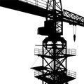 Elevating Construction Crane Vector. Construction Structure Illustration Isolated On White. Royalty Free Stock Photo