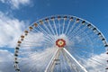 Elevating delight captivating colorful flower-shaped center of the ferris wheel in vienna's prater amusement par