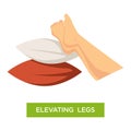 Elevating legs pillows pile comfort isolated icon