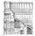 Elevation and Section of the Colosseum, the Tiers of Seats, vintage engraving