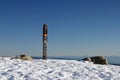 A elevation sign in snow mountain Royalty Free Stock Photo