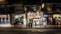 Elevation view of Hong Kong street local life after work at nigh