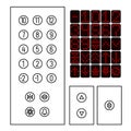 Elevator buttons icon set. Elements of elevator interior interface in a thin line style.