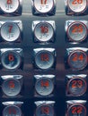 Elevator buttons and numbers in multi-story building Royalty Free Stock Photo