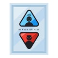 The Elevator Buttons to Heaven or Hell. Isolated Vector Illustration