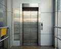 Elevator with closed doorin the city