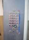 Elevator control panel with numbered floor buttons. Royalty Free Stock Photo