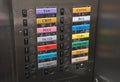 Elevator control panel with stock market commodities