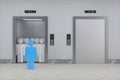 The elevator in the corridor, 3d rendering Royalty Free Stock Photo