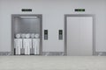 The elevator in the corridor, 3d rendering Royalty Free Stock Photo