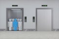 The elevator in the corridor, 3d rendering Royalty Free Stock Photo