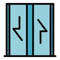 Elevator doors with arrows icon color outline vector