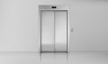 Elevator doors, close chrome lift cabin entrance