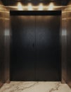 Elevator doors in a sleek, modern design with a covered call panel Royalty Free Stock Photo
