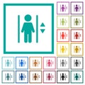 Elevator flat color icons with quadrant frames