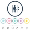 Elevator flat color icons in round outlines