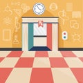 elevator flat design concept and icons of science, technolo