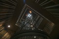 Low angle view of the Elevator inside the Prague Astronomical Clock tower in Czech republic Royalty Free Stock Photo