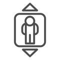 Elevator line icon. Passenger lift, human and up and down arrows symbol, outline style pictogram on white background