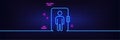 Elevator line icon. Transportation lift sign. Neon light glow effect. Vector