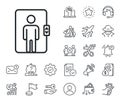 Elevator line icon. Transportation lift sign. Salaryman, gender equality and alert bell. Vector