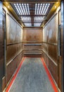 Elevator lined inside with plywood to prevent scratches