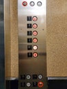 Elevator controls with six floors lit Royalty Free Stock Photo