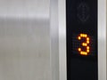 Elevator number count. Lift doors with display.