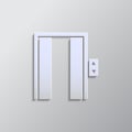 Elevator open, icon paper style. Grey color vector. Paper style vector icon