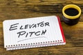 Elevator pitch investment sales presentation promotion deal coffee meeting Royalty Free Stock Photo