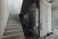 an elevator shaft made of concrete in a building under construction